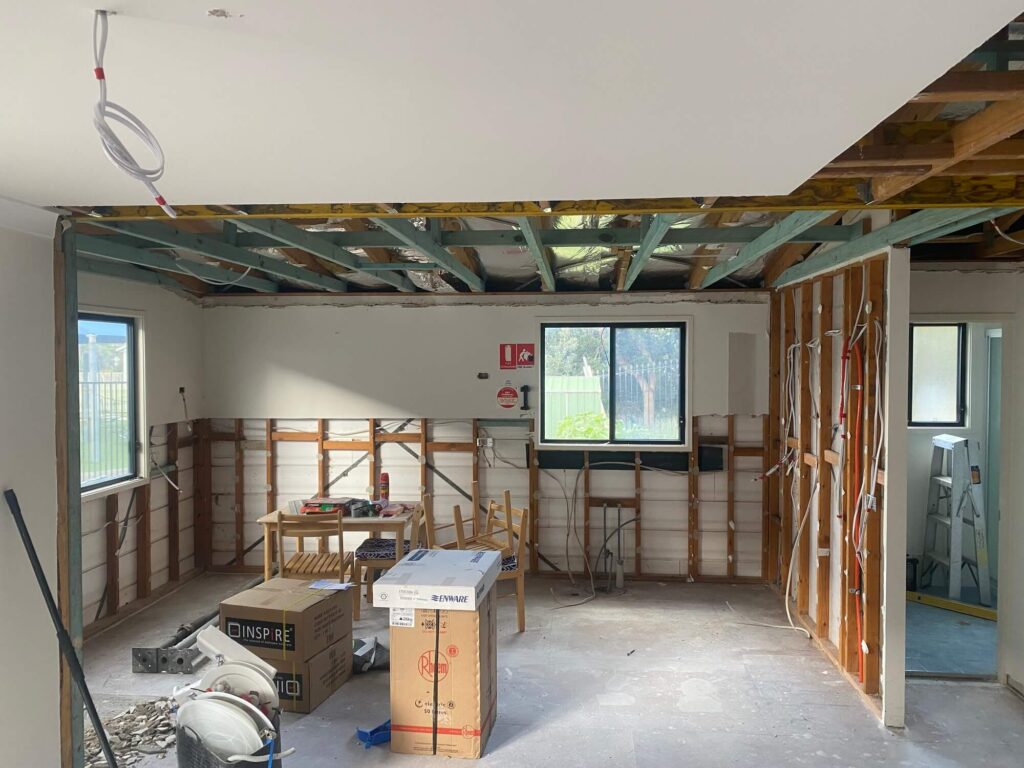 Renovation work in an unfinished room