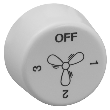 White fan speed control knob with OFF setting