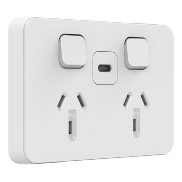 Australian power outlet with USB-C port.