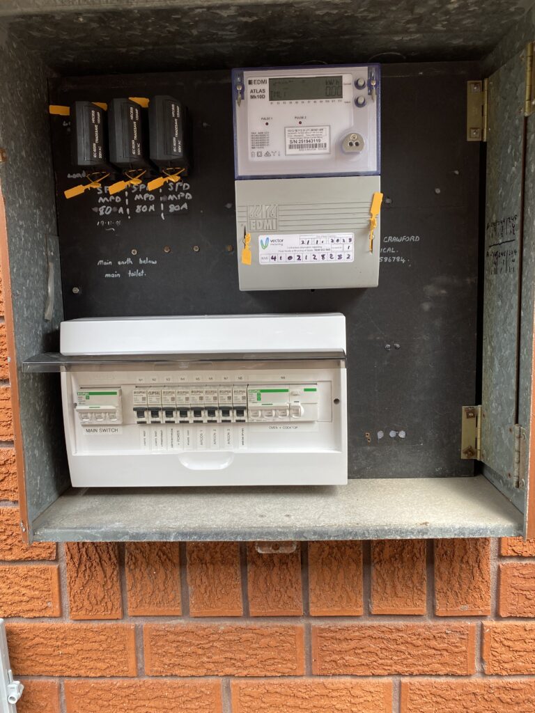 Electric meter and circuit breaker panel installation