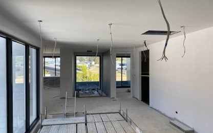 Futuristic interior of an unfinished room